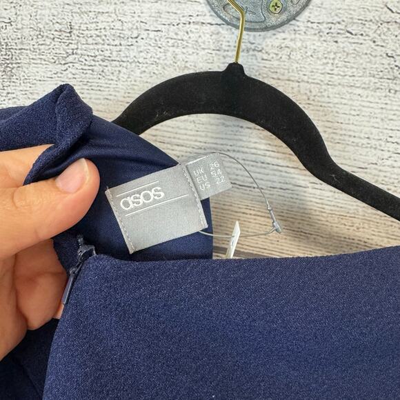 Asos Plus Size Navy Puff Sleeve Modest Simple Dress Size 22 - Picture 2 of 7